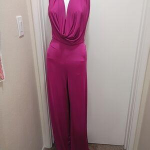 Fashion Nova Vibrant Pink Wide Leg Jumpsuit